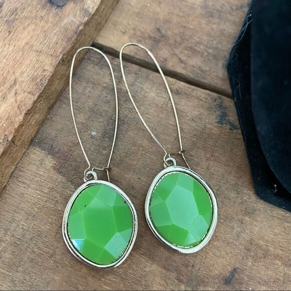 Jewelry Necklace and Earring Set Green Faux Gem Y Shaped Necklace Dangle Earring - Picture 3 of 15